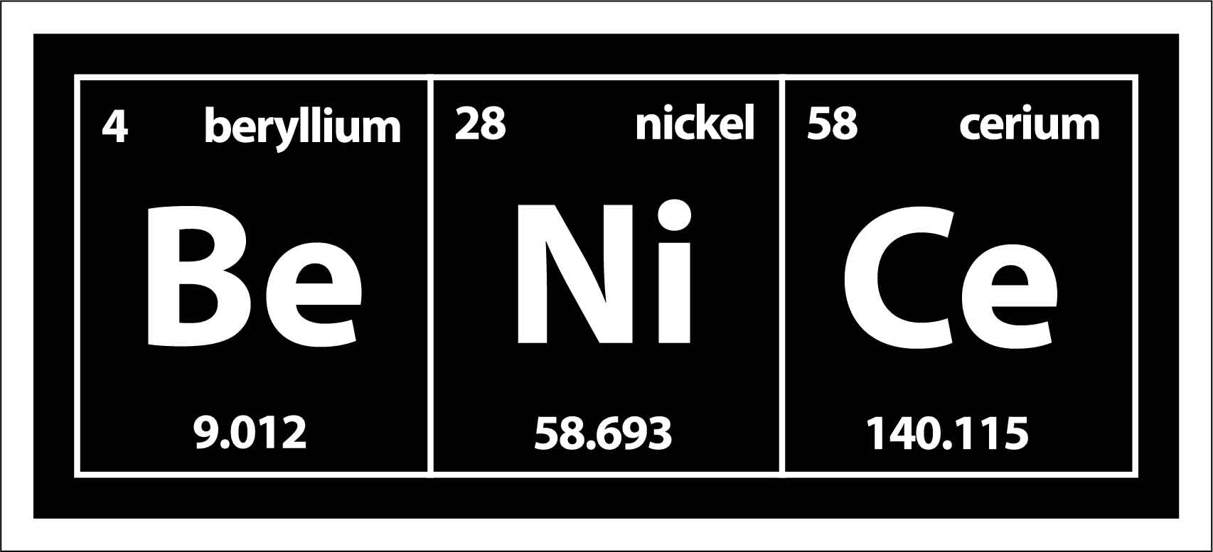 Aluminum Nickel Elements Periodic Time Table Vinyl Sticker Elements from the periodic time table. Aluminum, Nickel.