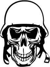 Skull in White Military Helmet Cut Out Vinyl Decal
