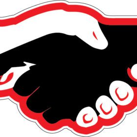 Non Friendly Hands Shaking Logo Hand Weapon Pistols Vinyl Sticker