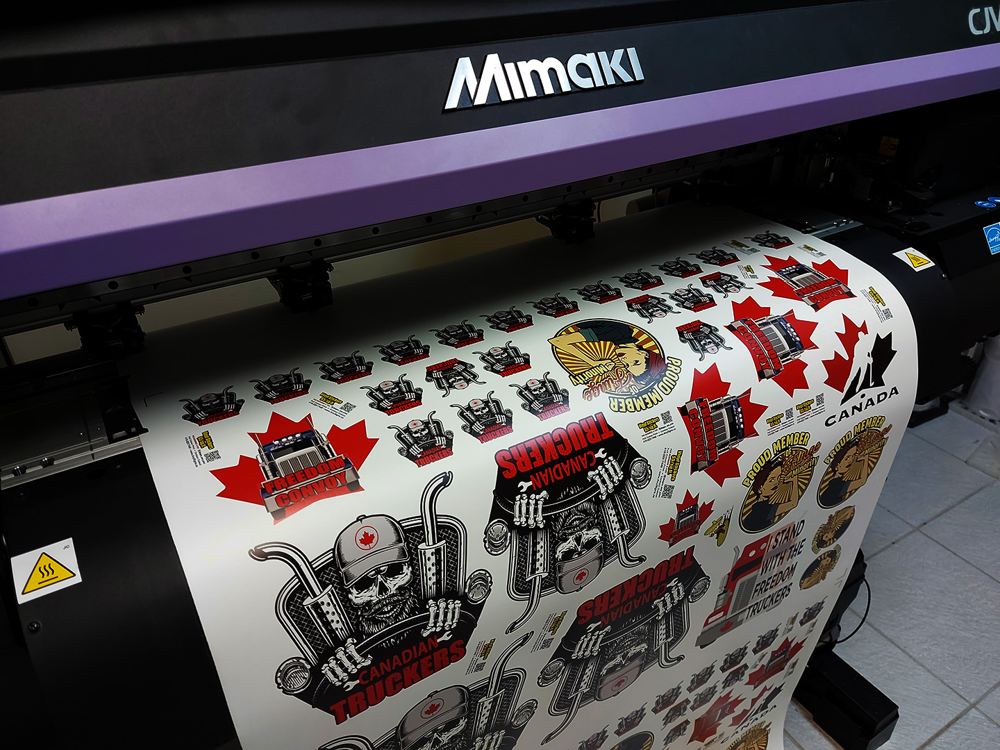 we print vinyl stickers for Freedom Convoy Truckers